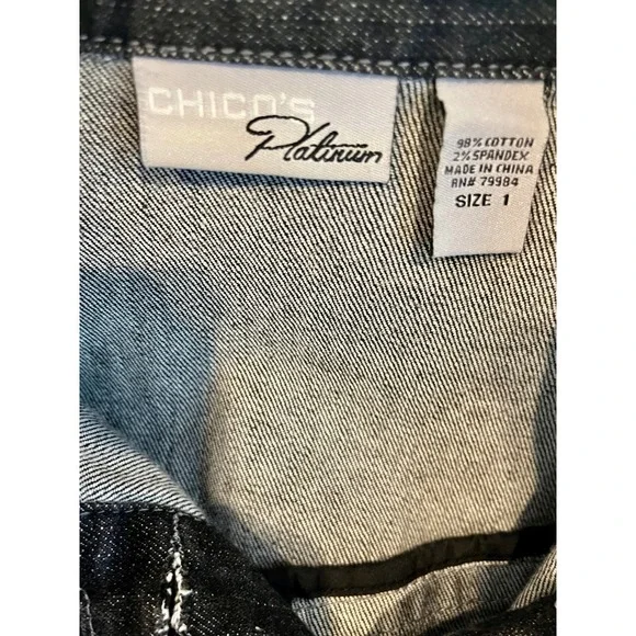 Chicos Platinum Denim Vest Women's Black Sleeveless Jean Collared Size 1 Chico's - Picture 6 of 7